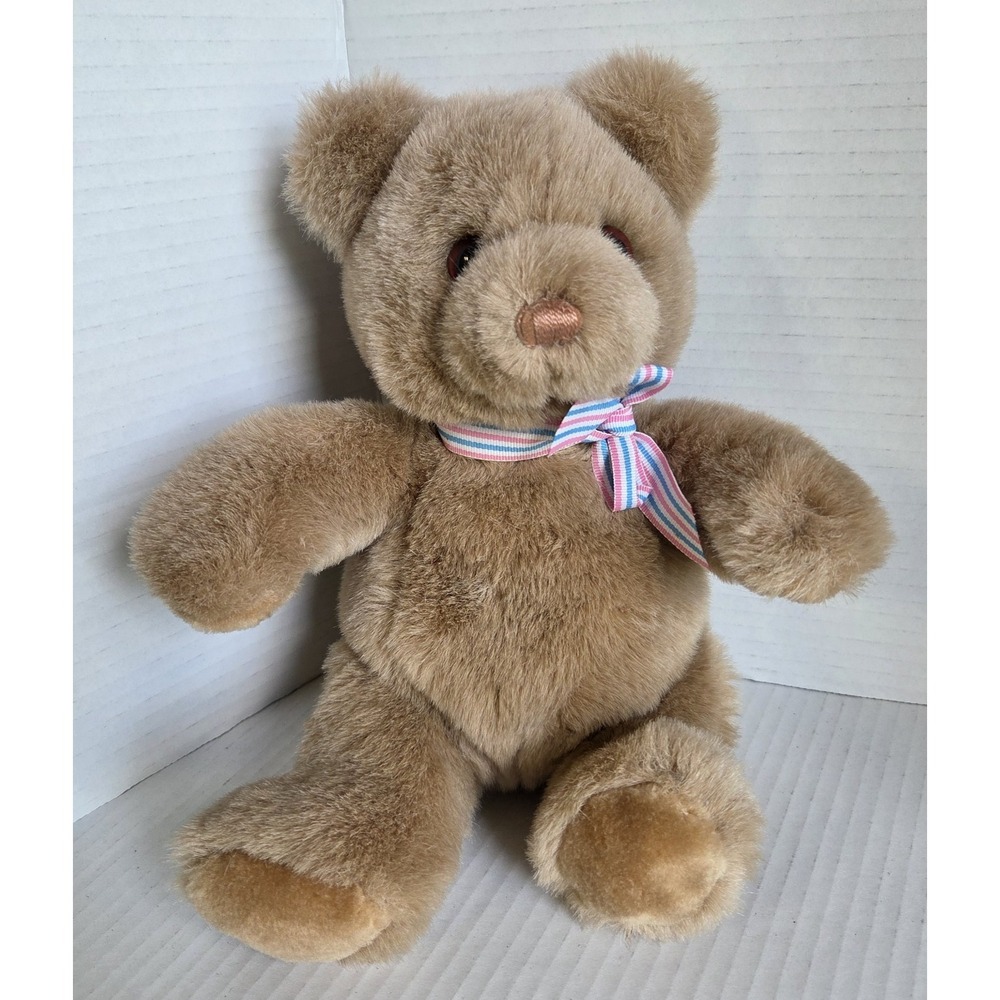 Vintage 1986 Kinder Gund Bear Rattle Brown Plush Stuffed Animal Toy Lovey 10"
